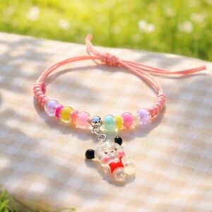 Kids Pochacco Pink Beaded Bracelet with Playful Charm
